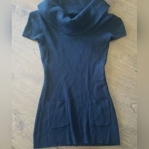 Vintage 90s Y2K Knit Ribbed Sweater Top Cowl Neck Tunic Est Sz Med